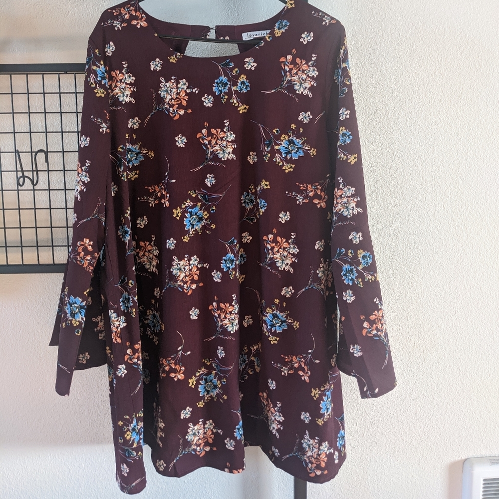 Love Riche Maroon Floral Dress 1X